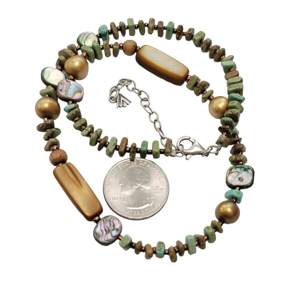 Silpada Sterling Silver Turquoise Shell Necklace Strand, 20" Long - Picture 2 of 7